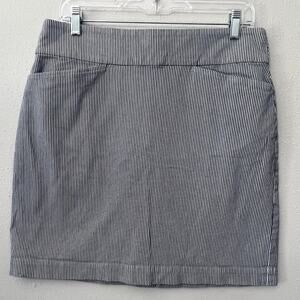 Talbots Outlet Pencil Skirt Sz 10 Blue White Stripe Pocket Cotton Stretch Preppy